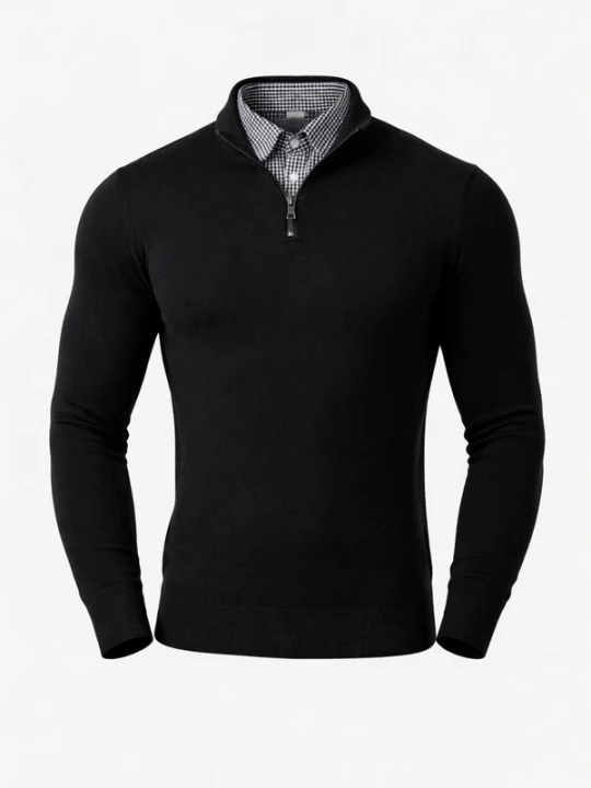 Foto van product PANTONECLO Trui 'Pantoneclo Men’ Mock Sweater' zwart