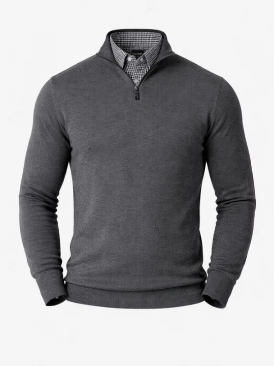 Foto van product PANTONECLO Trui 'Pantoneclo Men’s Mock Sweater' donkergrijs