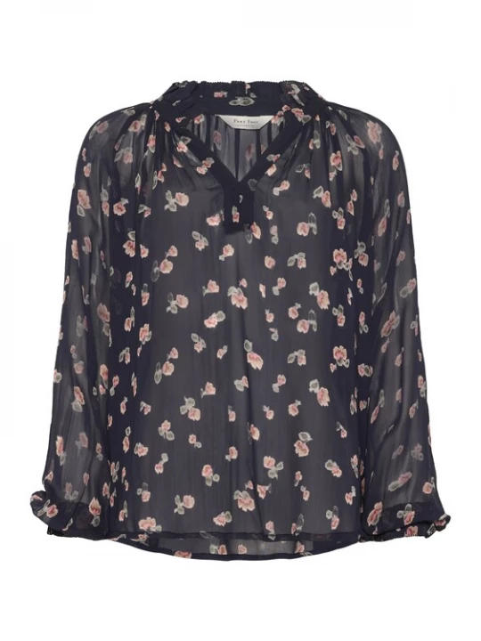 Foto van product Part Two Blouse 'Kelsia' nachtblauw / lichtgeel / lichtgroen