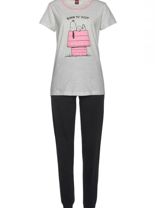 Foto van product PEANUTS Pyjama grijs / pink / zwart