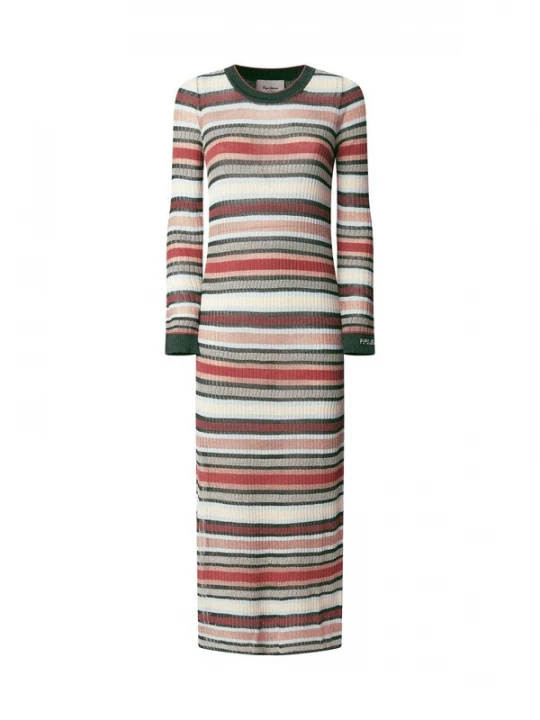 Foto van product Pepe Jeans Gebreide jurk 'North' lichtblauw / donkergroen / zalm roze / wit