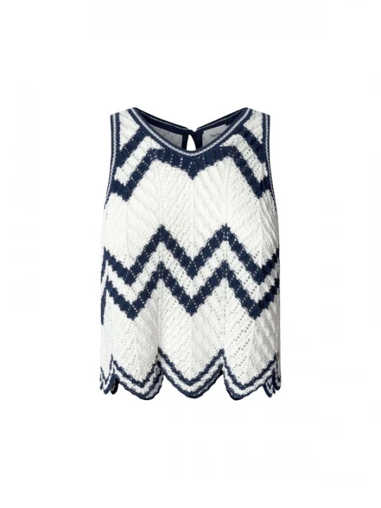 Foto van product Pepe Jeans Gebreide top 'Ollie' marine / wit