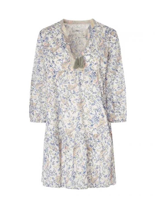 Foto van product Pepe Jeans Jurk ecru / blauw / lichtgroen / oranje