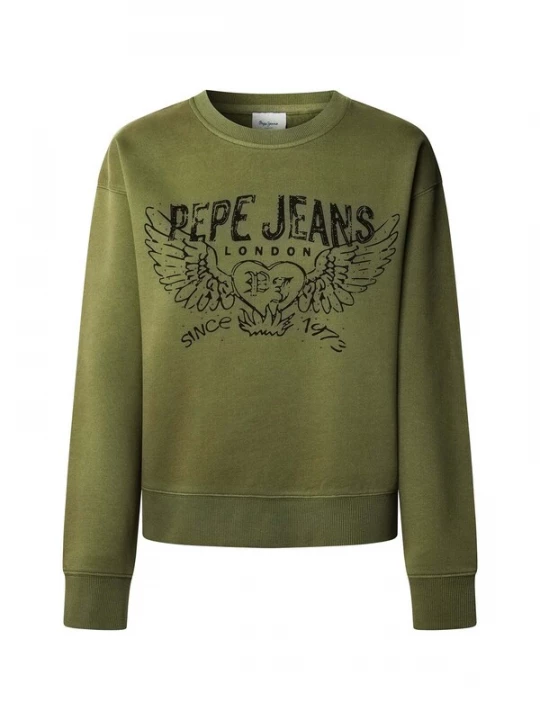 Foto van product Pepe Jeans Sweatshirt 'Beberly' kaki / zwart