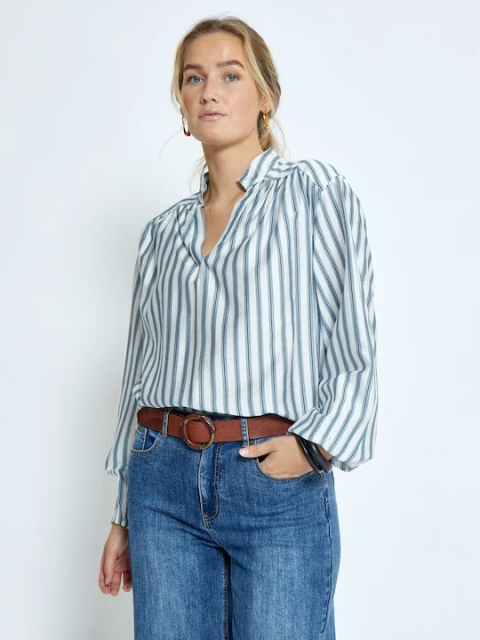 Foto van product Peppercorn Blouse 'Giril' saffier / zwart / wit