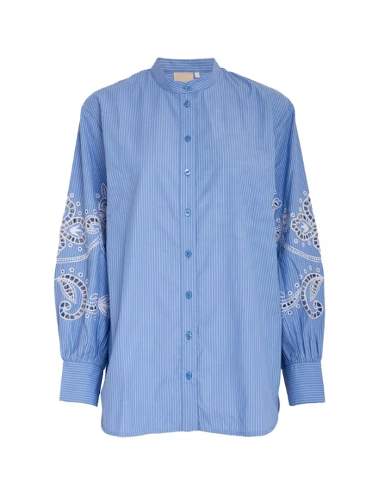 Foto van product Peppercorn Blouse 'Netty' blauw / wit