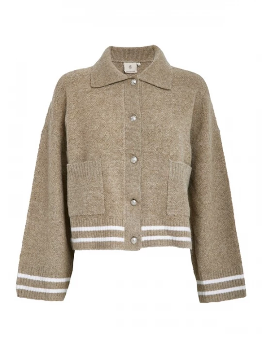 Foto van product Peppercorn Gebreid vest 'Kamilla' donkerbeige / wit