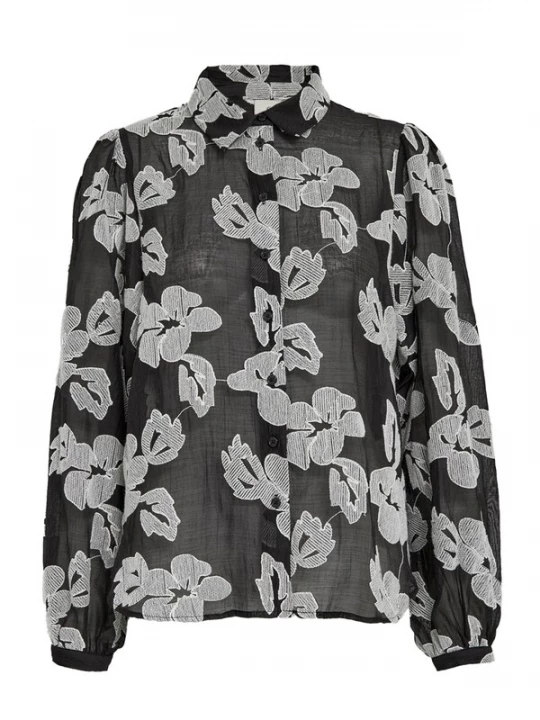 Foto van product Peppercorn Shirt 'Magdalena ' zwart gemêleerd