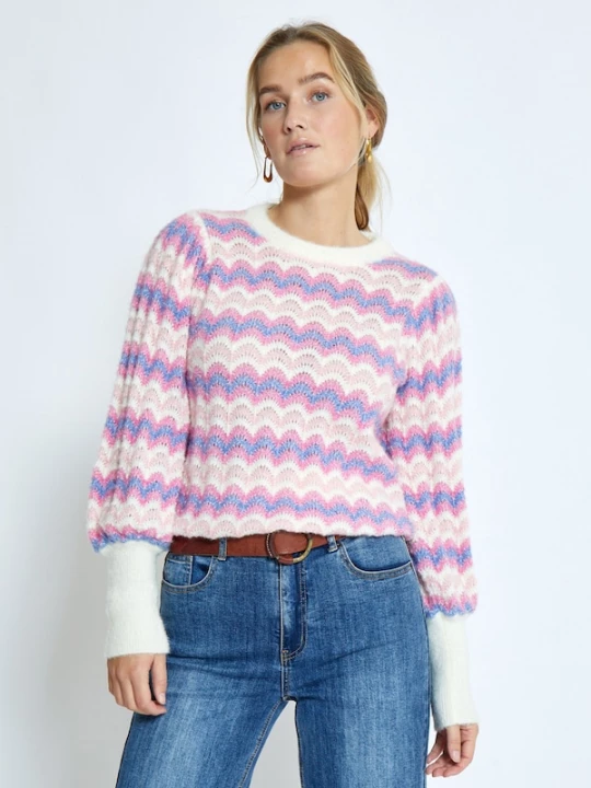 Foto van product Peppercorn Trui 'Filicia' blauw / rosa / lichtroze / wit