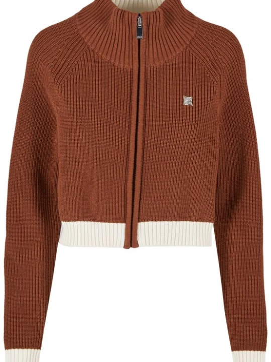 Foto van product Pequs Gebreid vest bruin / wit