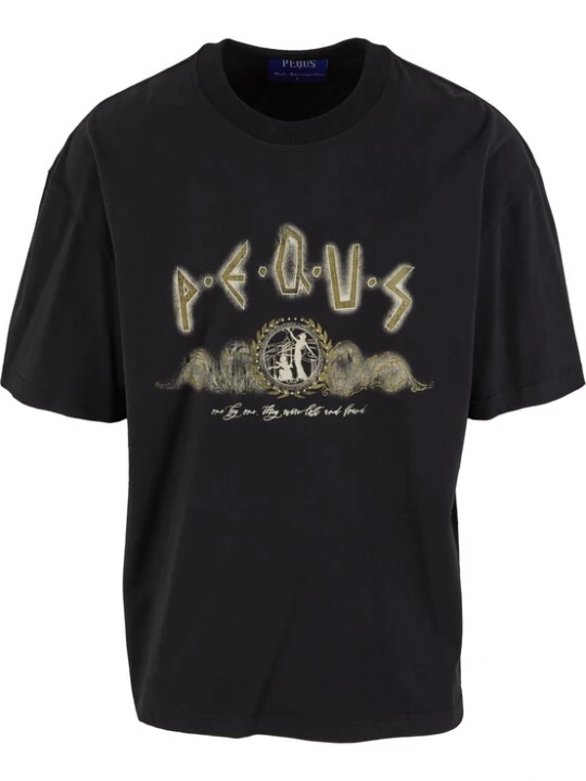 Foto van product Pequs Shirt 'Ancient Painting' beige / olijfgroen / zwart