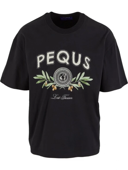 Foto van product Pequs Shirt 'Olive Coin Relic' grijs / olijfgroen / zwart / wit