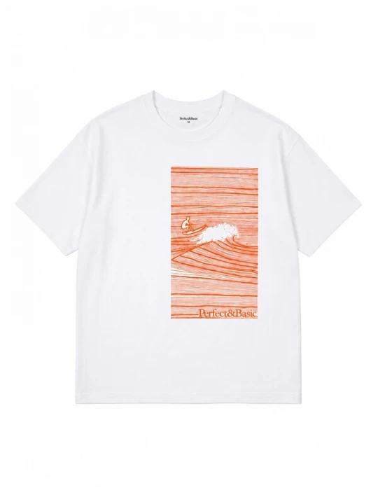 Foto van product Perfect&Basic Tricot 'Oversize Unisex - Wave Flock Tee' oranje