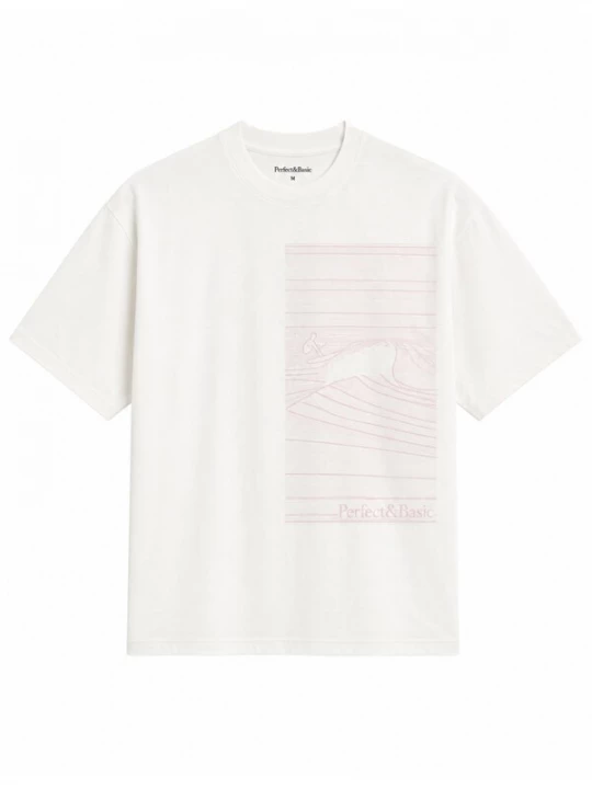 Foto van product Perfect&Basic Tricot 'Oversize Unisex - Wave Flock Tee' pastelroze