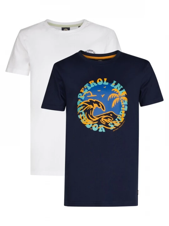 Foto van product Petrol Industries Shirt 'Snapper' navy / oranje / zwart / wit