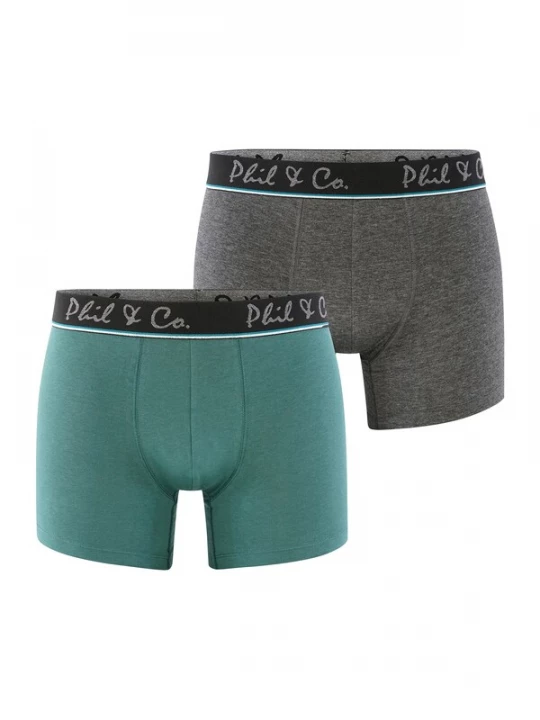 Foto van product Phil & Co. Berlin Boxershorts ' 2-Pack Jersey ' grijs / groen / grasgroen