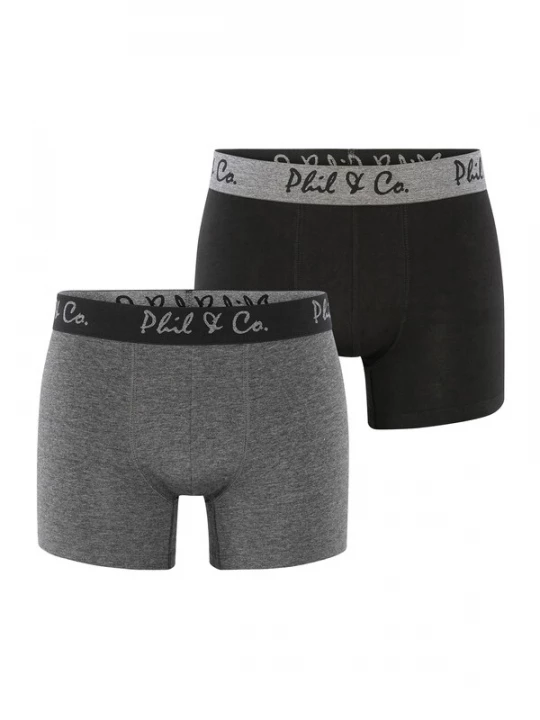 Foto van product Phil & Co. Berlin Boxershorts ' 2-Pack Jersey ' grijs / zwart