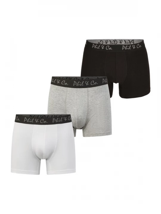 Foto van product Phil & Co. Berlin Boxershorts grijs gemêleerd / zwart / wit