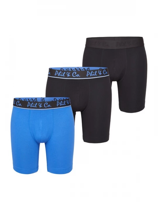 Foto van product Phil & Co. Berlin Boxershorts ' Jersey Long Boxer ' blauw / zwart