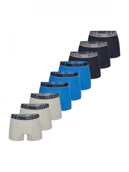 Foto van product Phil & Co. Berlin Boxershorts navy / azuur / grijs gemêleerd