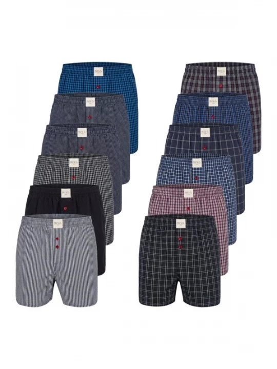 Foto van product Phil & Co. Berlin Boxershorts 'Phil & Co. Berlin Men's Woven Boxers 12 Pack – Loose Fit Boxer Shorts – 60% Cotton & 40% Polyester – Breathable, Wrinkle-Resistant & Easy Care' gemengde kleuren