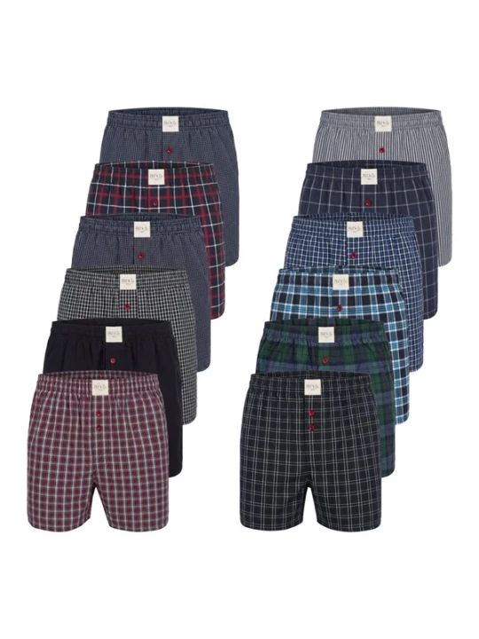 Foto van product Phil & Co. Berlin Boxershorts 'Phil & Co. Berlin Men's Woven Boxers 12 Pack – Loose Fit Boxer Shorts – 60% Cotton & 40% Polyester – Breathable, Wrinkle-Resistant & Easy Care' gemengde kleuren