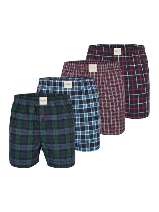 Foto van product Phil & Co. Berlin Boxershorts 'Phil & Co. Berlin Men's Woven Boxers 4 Pack – Loose Fit Boxer Shorts – 60% Cotton & 40% Polyester – Breathable, Wrinkle-Resistant & Easy Care' gemengde kleuren