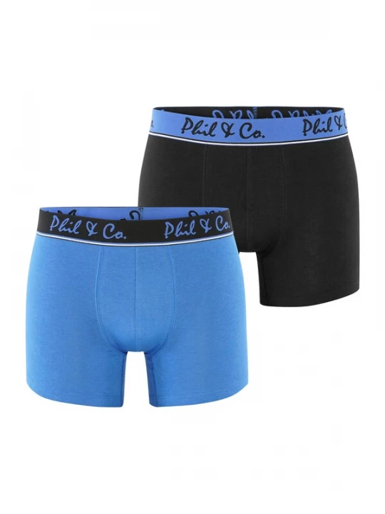 Foto van product Phil & Co. Berlin Boxershorts 'Retro' cyaan blauw / zwart
