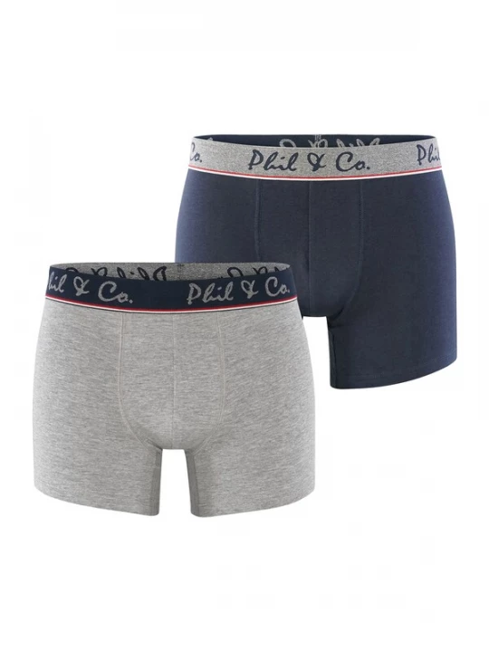 Foto van product Phil & Co. Berlin Boxershorts 'Retro' donkerblauw / grijs