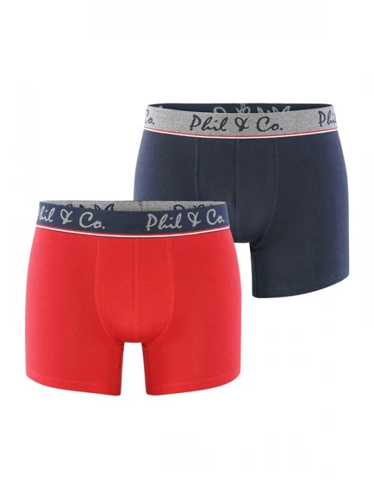 Foto van product Phil & Co. Berlin Boxershorts 'Retro' donkerblauw / knalrood