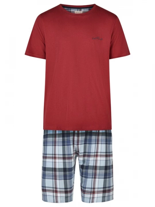 Foto van product Phil & Co. Berlin Pyjama kort ' Classic ' blauw / lichtblauw / rood / offwhite