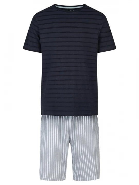 Foto van product Phil & Co. Berlin Pyjama kort ' Classic ' donkerblauw / grijs / wit