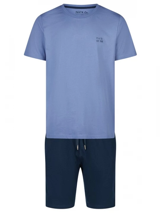 Foto van product Phil & Co. Berlin Pyjama kort ' Classics ' blauw / donkerblauw