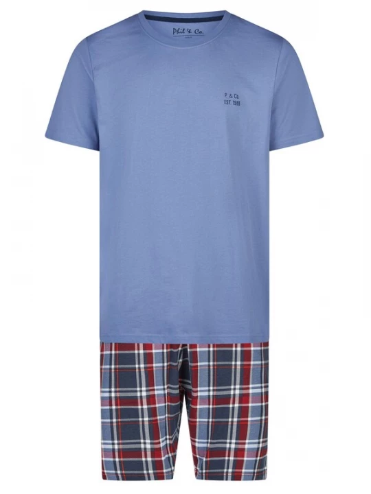 Foto van product Phil & Co. Berlin Pyjama kort ' Classics ' blauw / donkerblauw / rood