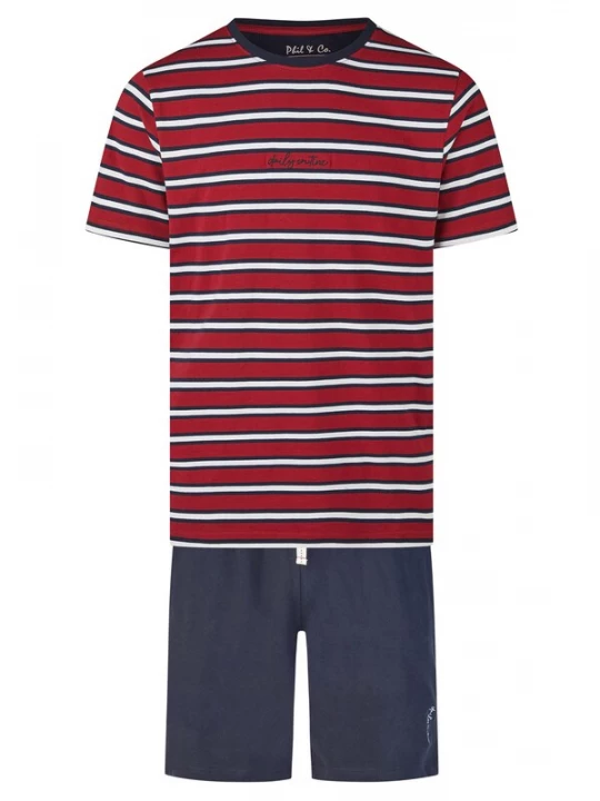 Foto van product Phil & Co. Berlin Pyjama kort ' Classics ' donkerblauw / rood / wit