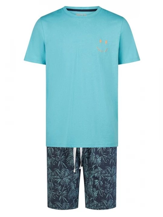 Foto van product Phil & Co. Berlin Pyjama kort ' Classics ' turquoise / donkerblauw