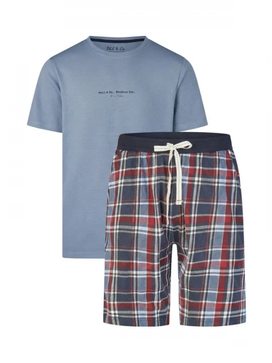 Foto van product Phil & Co. Berlin Pyjama kort duifblauw