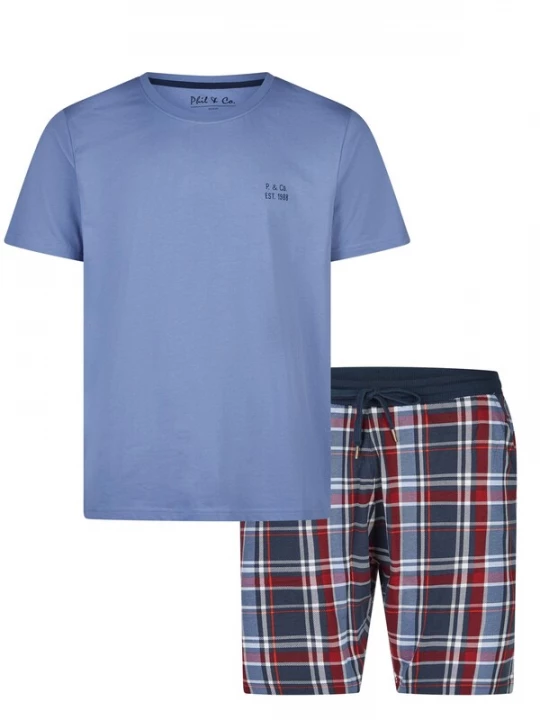 Foto van product Phil & Co. Berlin Pyjama kort 'Essential' lichtblauw