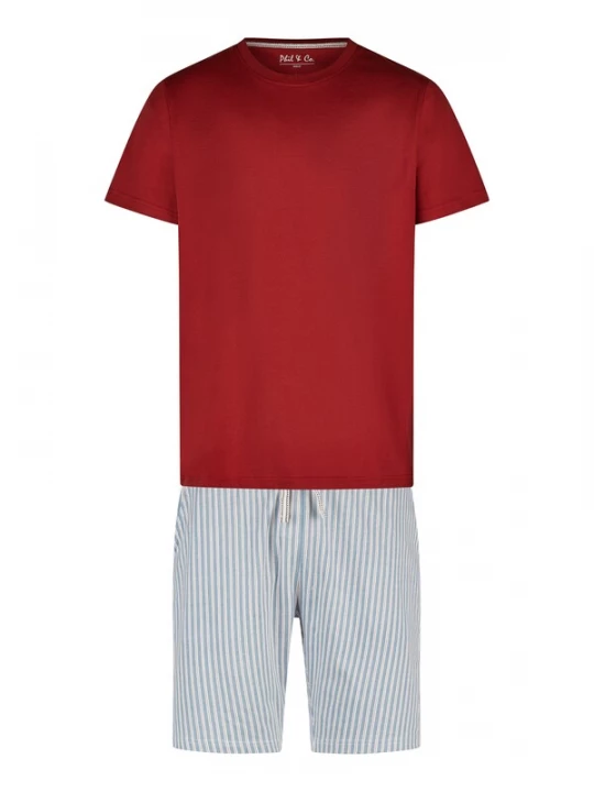 Foto van product Phil & Co. Berlin Pyjama kort hemelsblauw / rood / wit