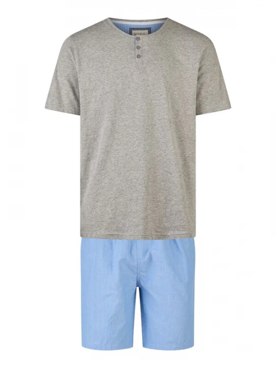 Foto van product Phil & Co. Berlin Pyjama kort lichtblauw / grijs gemêleerd