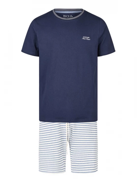 Foto van product Phil & Co. Berlin Pyjama kort 'Lounge Dreams' blauw / wit