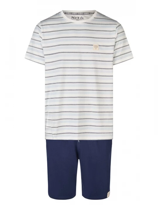 Foto van product Phil & Co. Berlin Pyjama kort ' Lounge Dreams ' donkerblauw / grijs / wit