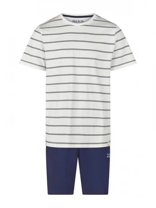 Foto van product Phil & Co. Berlin Pyjama kort 'Lounge Dreams' donkerblauw / wit