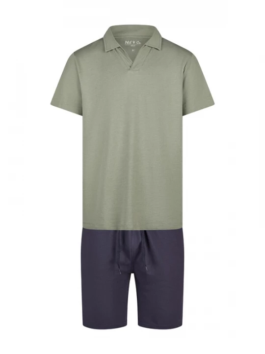 Foto van product Phil & Co. Berlin Pyjama kort 'Lounge Dreams' marine / kaki