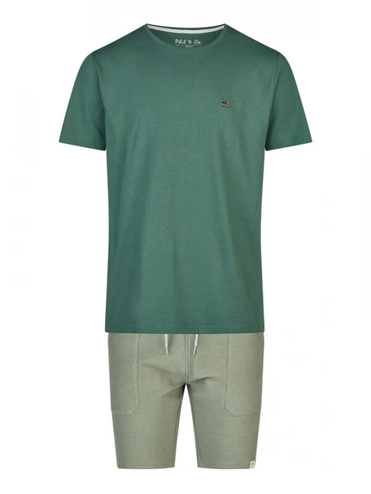 Foto van product Phil & Co. Berlin Pyjama kort 'Lounge Dreams' olijfgroen / donkergroen
