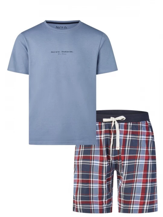 Foto van product Phil & Co. Berlin Pyjama kort 'Phil &amp; Co Heren Shortama Korte Pyjama Set' blauw