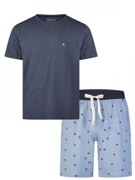 Foto van product Phil & Co. Berlin Pyjama kort 'Phil &amp; Co Heren Shortama Korte Pyjama Set' donkerblauw