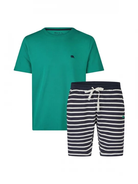 Foto van product Phil & Co. Berlin Pyjama kort 'Phil & Co. Berlin Men's Shorty Set – Cotton Pyjamas with Fashionable Print & Colour Gradient, Spring / Summer, S–XXL' groen