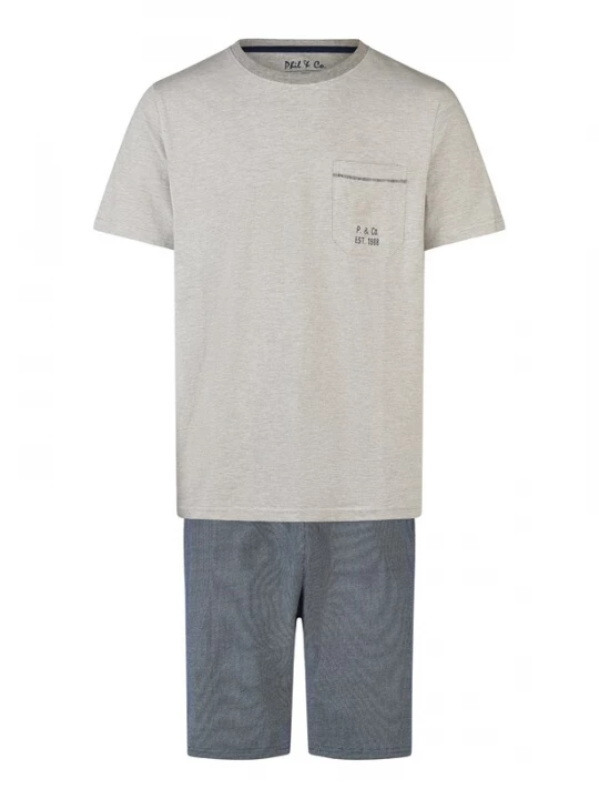 Foto van product Phil & Co. Berlin Pyjama kort ' Shorty ' beige / grijs