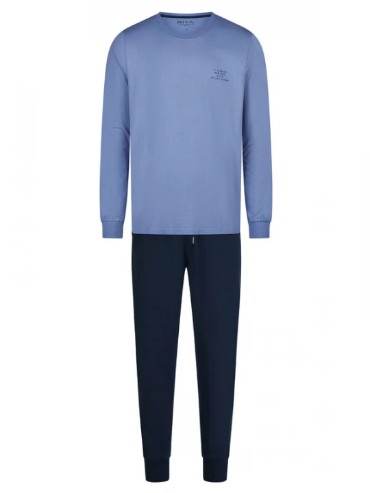 Foto van product Phil & Co. Berlin Pyjama lang ' Classics ' blauw / donkerblauw